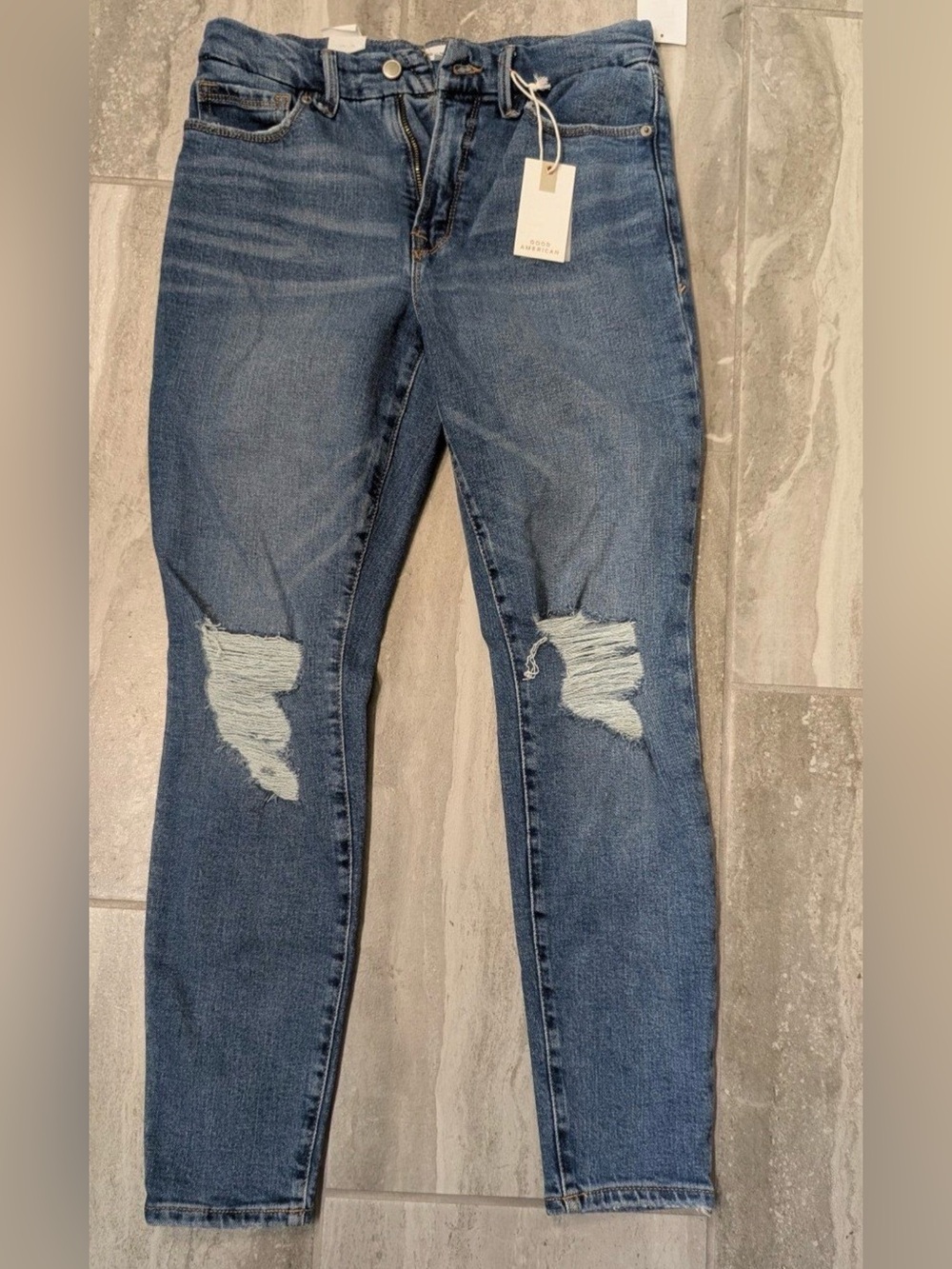NWT Good American Good Legs Skinny Jeans Distressed Size 8 / 29